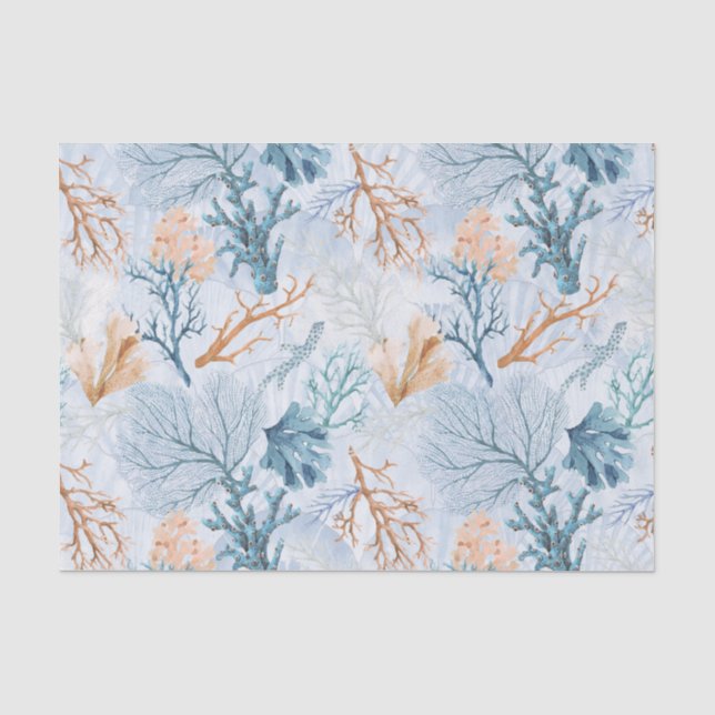 Blue Ocean Marine Sea Coral  Tissue Paper (Front)