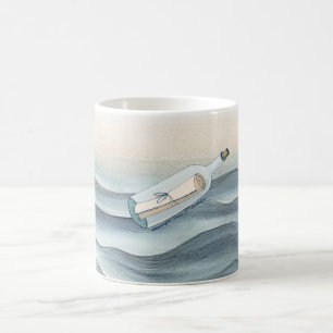 Blue Ocean Message in a Bottle Coffee Mug