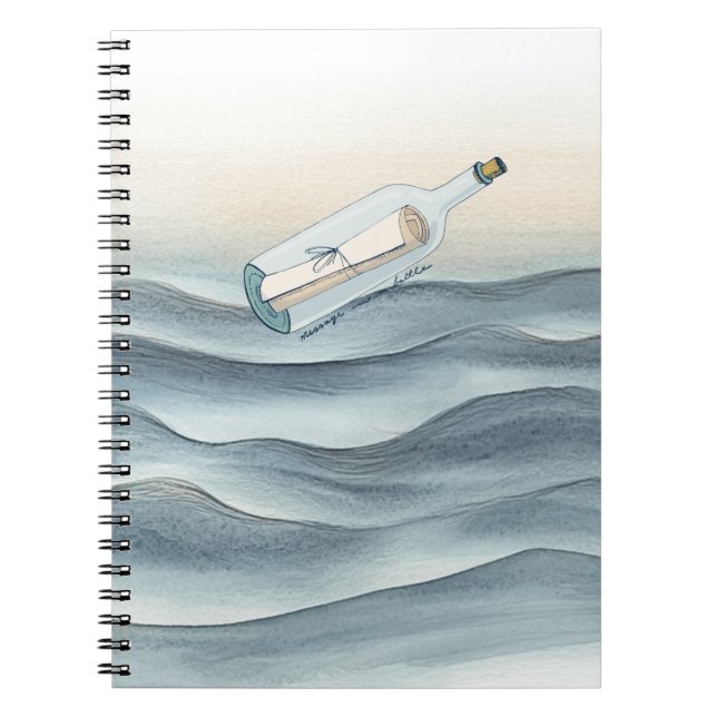 Blue Ocean Message in a Bottle Notebook (Front)