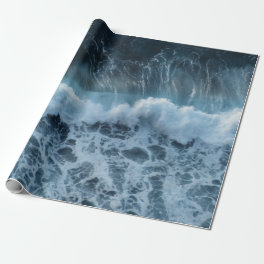 Blue Ocean Nautical Sea Waves Wrapping Paper