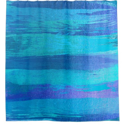 BLUE OCEAN NAVY STROKES EMERALD MODERN SHOWER CURTAIN