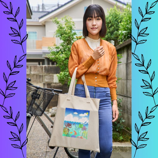 Blue Ocean Octopus Deep Sea Dreams Large Tote Bag (Creator Uploaded)