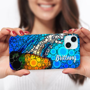 Blue ocean orange marine jellyfish script name fun iPhone 15 plus case