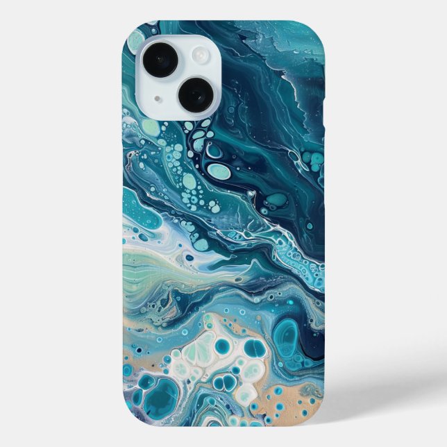 Blue Ocean Paint Pour Abstract Liquid Aesthetic Case-Mate iPhone Case (Back)