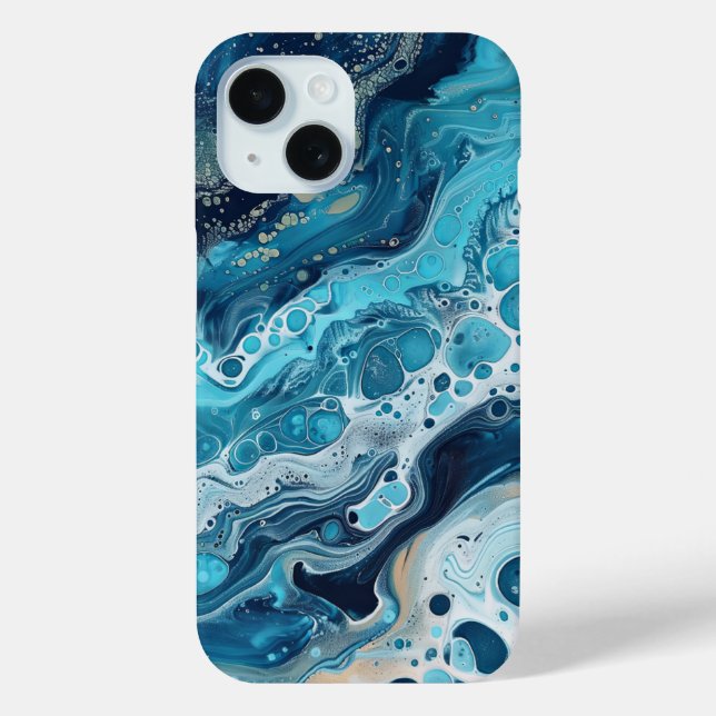 Blue Ocean Paint Pour Abstract Liquid Aesthetic Case-Mate iPhone Case (Back)