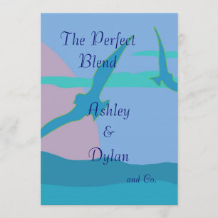 Blue Ocean Paradise Theme Blended Family Wedding Invitation