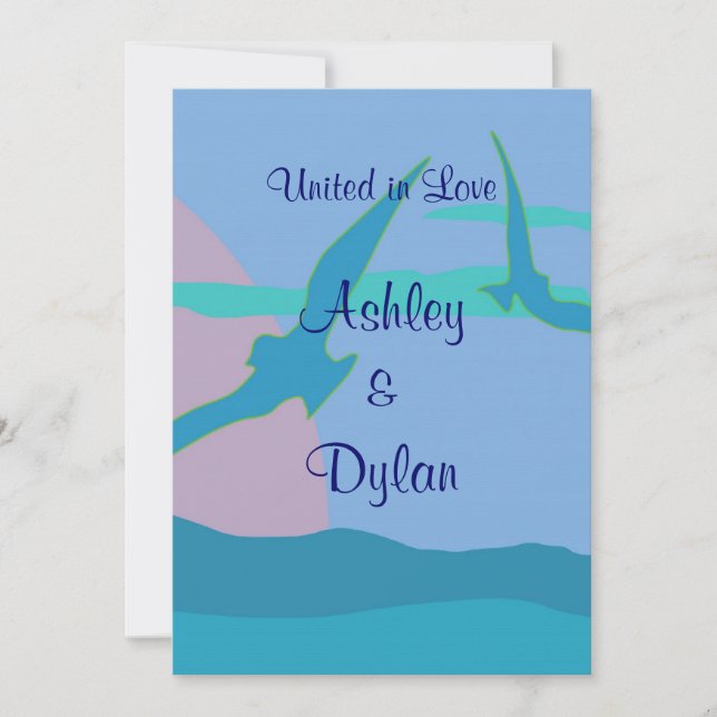 Blue Ocean Paradise Theme Wedding Invitation (Front)