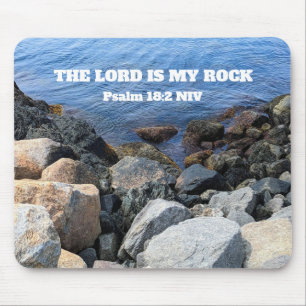 Blue Ocean Photo Lord is My Rock Bible Verse Mouse Pad
