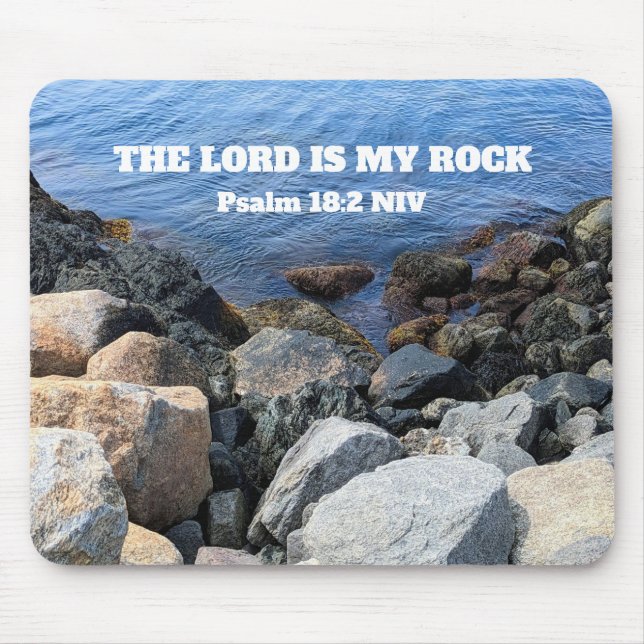   Blue Ocean Photo Lord is My Rock Bible Verse Mouse Pad (Front)
