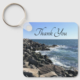 Blue Ocean Photo Thank You Customer Appreciation Keychain