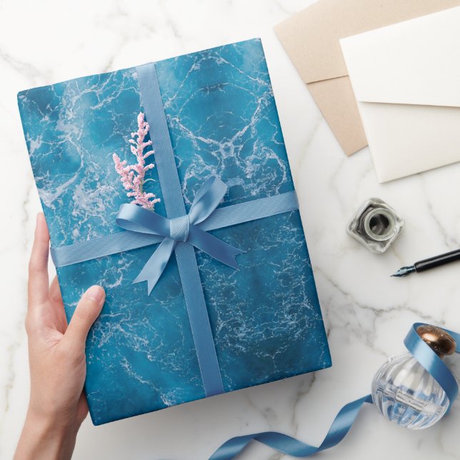Blue Ocean Rippling Waves Wrapping Paper – Water T (Gifting)