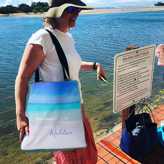  Blue Ocean Sand Beach Scene Personal Tote Bag (Creator Uploaded)