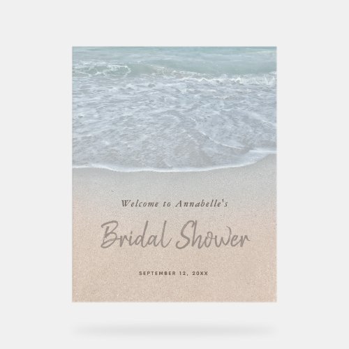 Blue Ocean  Sandy Beach Bridal Shower Acrylic Sign