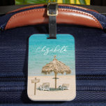 Blue Ocean Sandy Beach Photo Custom Name Luggage Tag<br><div class="desc">Personalize this beach themed luggage tag for your next trip. Designed for you by Blackberry Boulevard.</div>