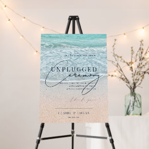 Blue Ocean Sandy Beach Unplugged Ceremony Wedding Foam Board