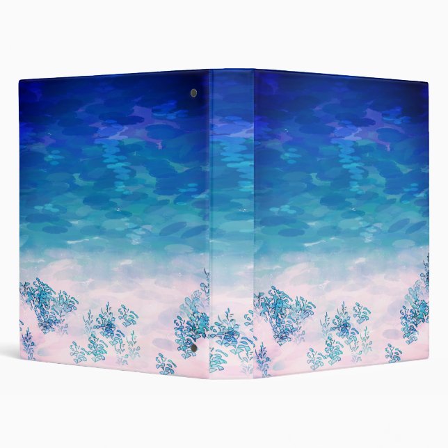 Blue Ocean Sea Beach 3 Ring Binder (Background)