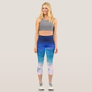 Blue Ocean Sea Beach Capri Leggings