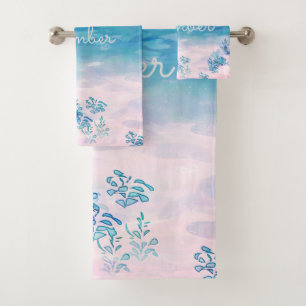 Blue Ocean Sea Beach Personalized Bath Towel Set