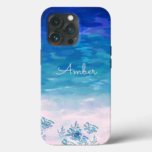 Blue Ocean Sea Beach Personalized Case-Mate iPhone Case (Back)