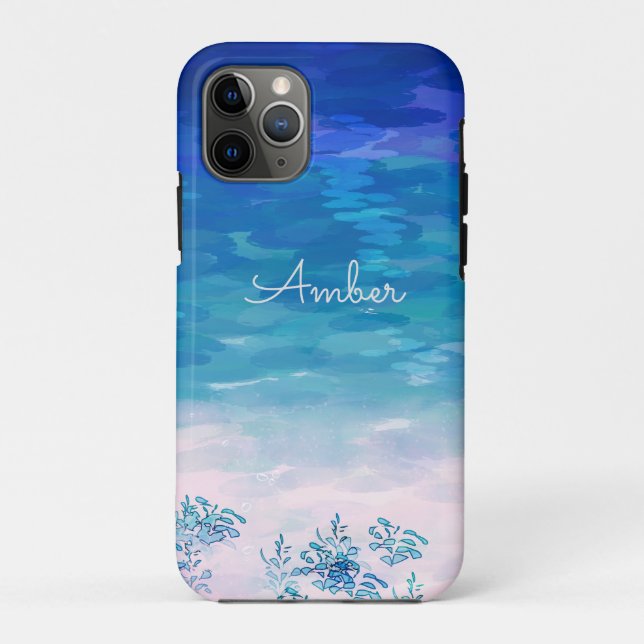 Blue Ocean Sea Beach Personalized Case-Mate iPhone Case (Back)