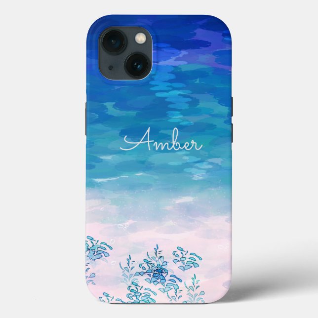 Blue Ocean Sea Beach Personalized Case-Mate iPhone Case (Back)