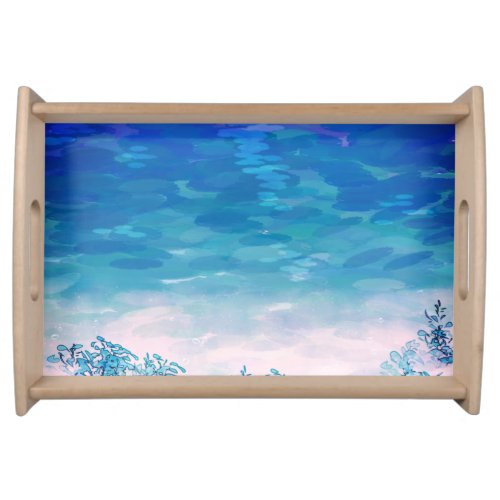 Blue Ocean Sea Beach Serving Tray