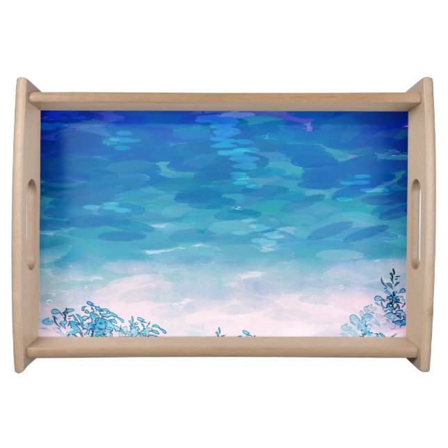 Blue Ocean Sea Beach Serving Tray (Front)
