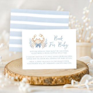 Blue Ocean Sea themed Book For Baby Boy Shower Enclosure Card