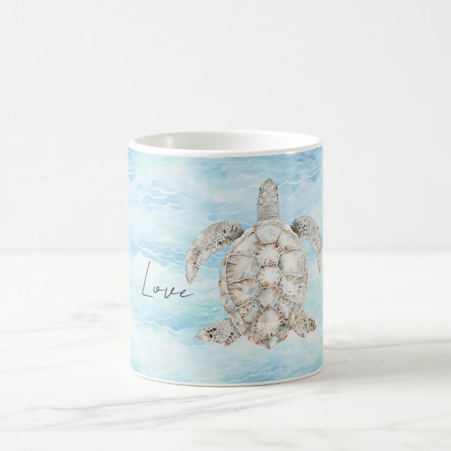 Blue Ocean Sea Turtle Coffee Mug (Center)