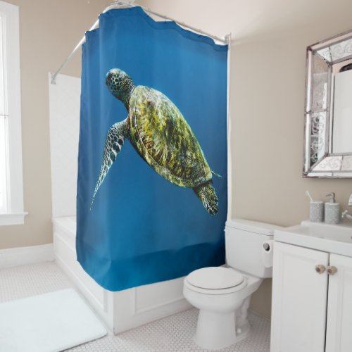 Blue Ocean Sea Turtle  Shower Curtain