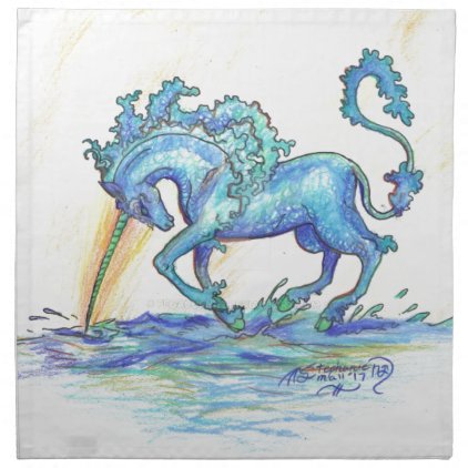 Blue Ocean Sea Unicorn Fish Horse Hippocampus Cloth Napkin