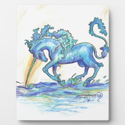 Blue Ocean Sea Unicorn Fish Horse Hippocampus Plaque