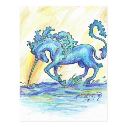 Blue Ocean Sea Unicorn Fish Horse Hippocampus Postcard