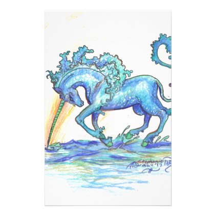 Blue Ocean Sea Unicorn Fish Horse Hippocampus Stationery