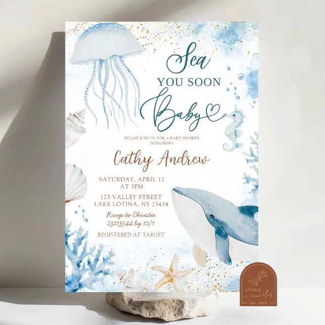 Blue Ocean Sea You Soon Summer Baby Shower Invitation | Zazzle