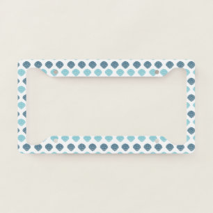 Blue Ocean Seashells Pattern Design License Plate Frame