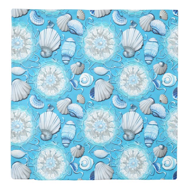 Blue Ocean Seashells Pattern    Duvet Cover (Front)
