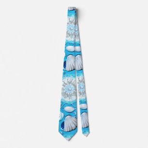 Blue Ocean Seashells Pattern  Neck Tie