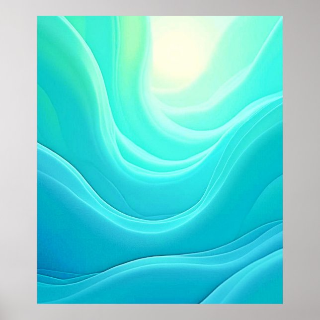 Blue Ocean Serenity Abstract Waves Design Poster (Front)