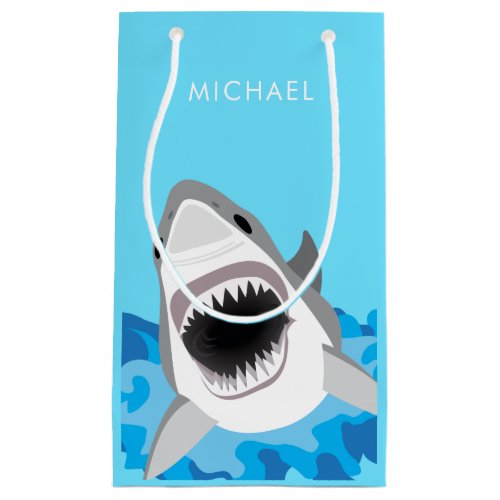 Blue Ocean Shark Attack Birthday Wrapping Small Gift Bag