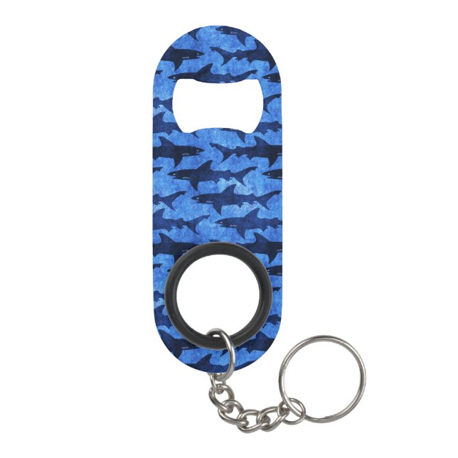 Blue Ocean Shark Attack Keychain Bottle Opener (Back)