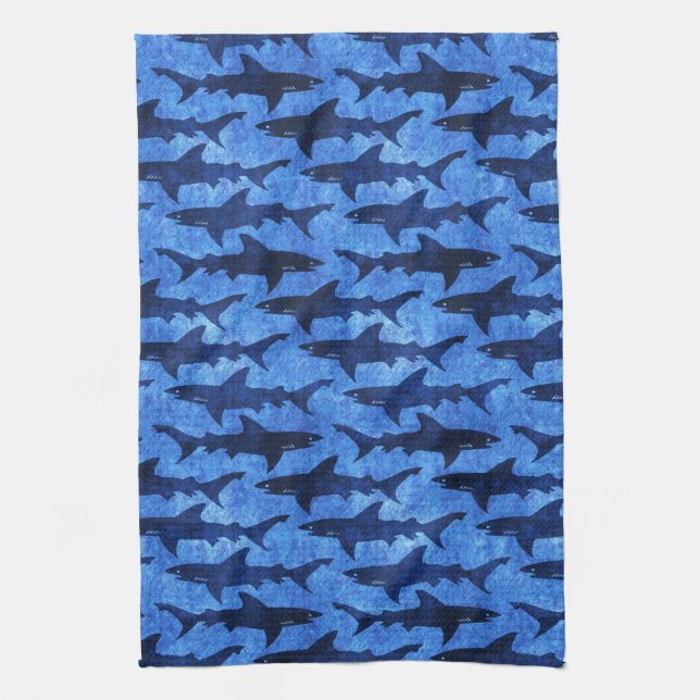 Blue Ocean Shark Attack Towel (Vertical)