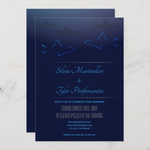 Blue Ocean Shark Wedding Invitation