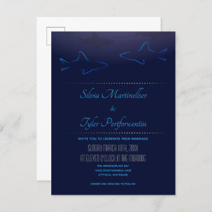 Blue Ocean Shark Wedding Invitation Postcard