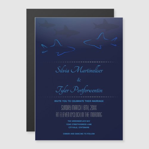 Blue Ocean Shark Wedding Magnetic Invitation