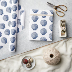 Blue Ocean Shells Birthday Wrapping Paper