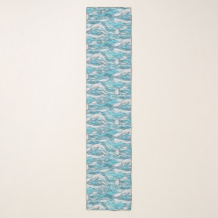 Blue Ocean Stained Glass Dolphins Scarf