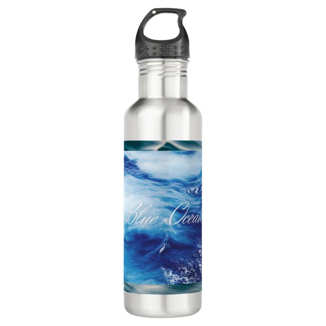 Blue Ocean  Stainless Steel Water Bottle (Front)