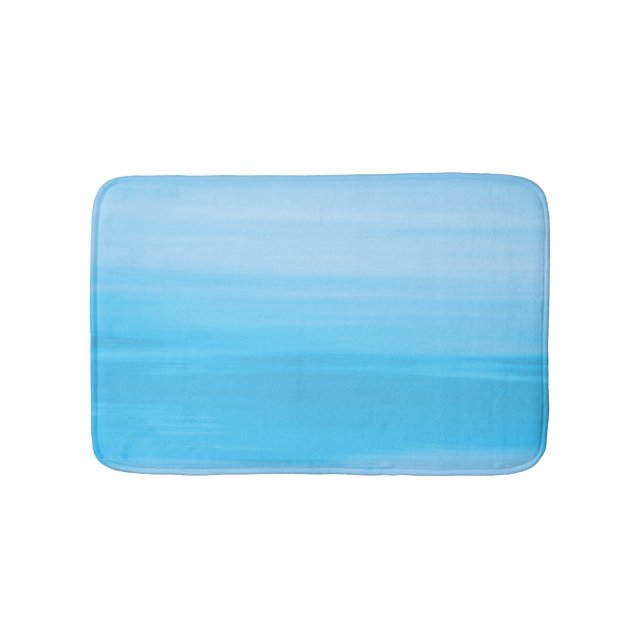 Blue ocean stripes bath mat (Front)