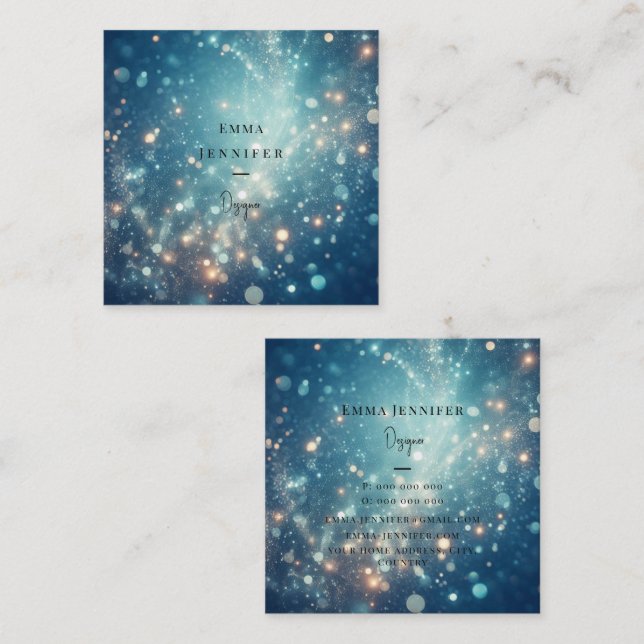 Blue Ocean Subtle gentle glitter background Square Business Card (Front/Back)